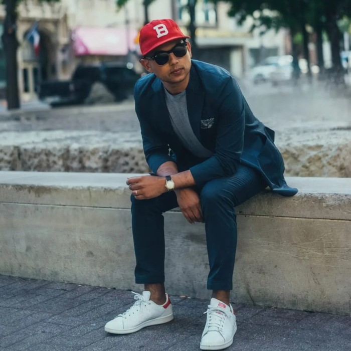 red baseball cap